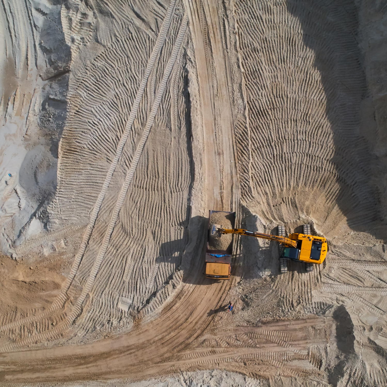 aerial-view-sand-quarry-with-bulldozer